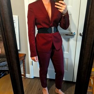 Burgundy Zara suit, pants and blazer